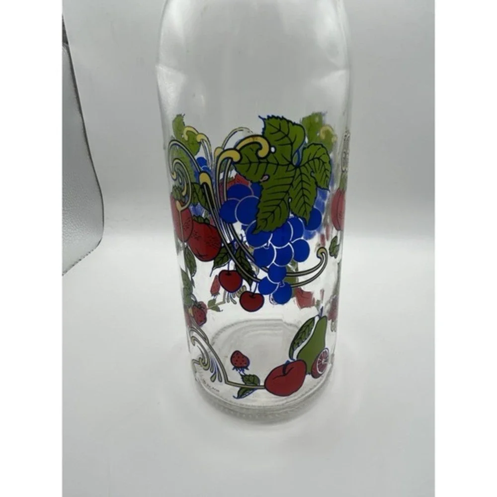 Vintage Hand Painted Home Brew Bottle Decanter With Stopper Grapes Strawberr 13